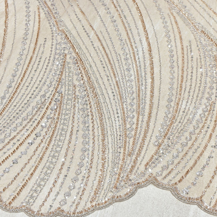 Luxury Imported Heavy Cut Dana & Sequins Embroidered Net Fabric– PCouture Designer Fabric 594343-1