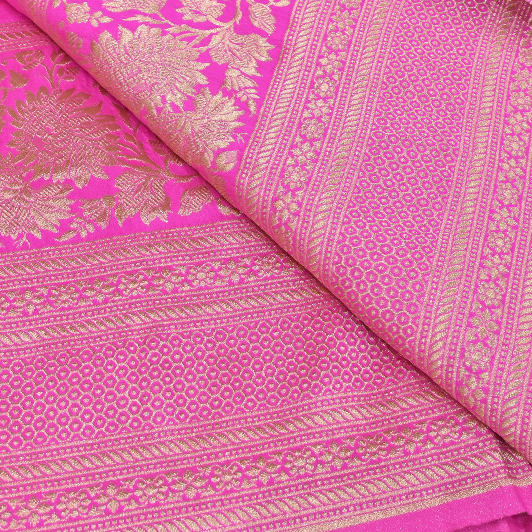 Exclusive Heavy Zari Botti Work And Premium Border Hand Work On Pure Silk Bandhani Fabric