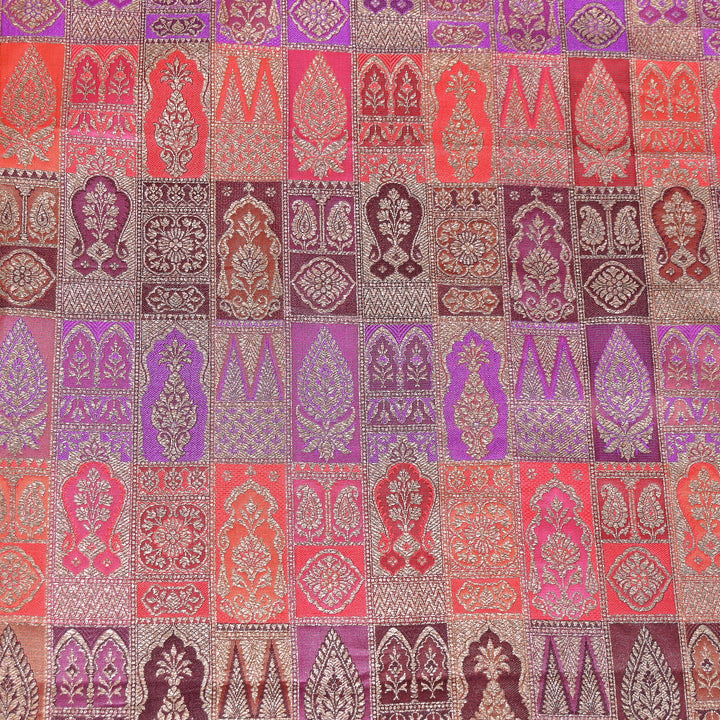 Multi Rangoli Brocade Fabric – Premium Zari Woven Designer Brocade Fabric 001006-A25