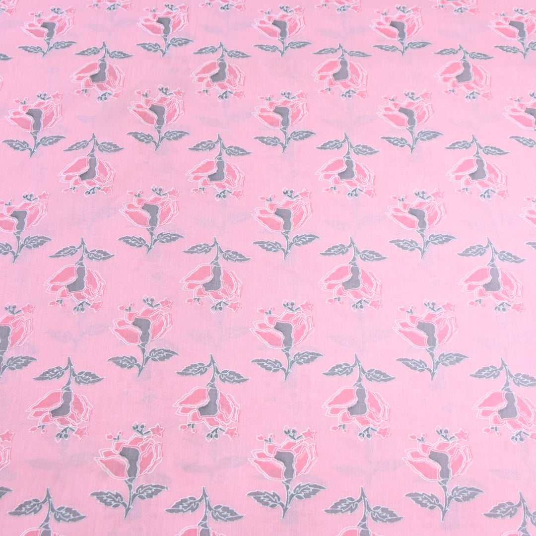Baby Pink Cotton Printed Fabric