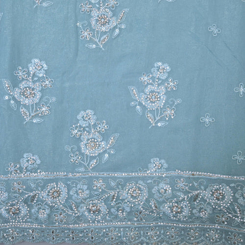Powder Blue Tissue Cut Dana Embroidery suit set | 977-329B