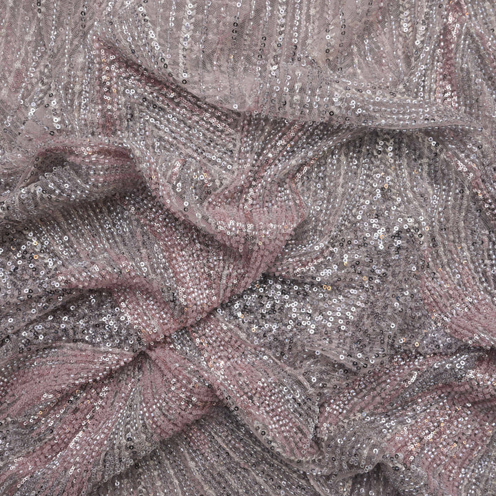 Mauve Taupe Net Imported Embroidery Fabric.| 025-540