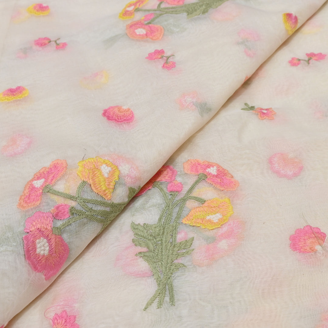 off white Mul Chanderi Sequins Embroidery.