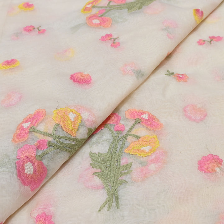 off white Mul Chanderi Sequins Embroidery.