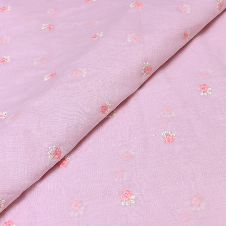 BLUSH PINK COLOR MUL CHANDERI THREAD EMBROIDERY FABRIC - GP4822A- 01
