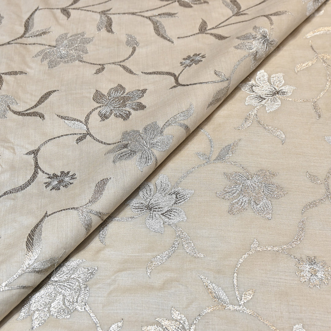Pure Moonga Silk Zari Embroidery Fabric – Premium Designer Ethnic Fabric for Wedding & Festive Wear -MS4378-1