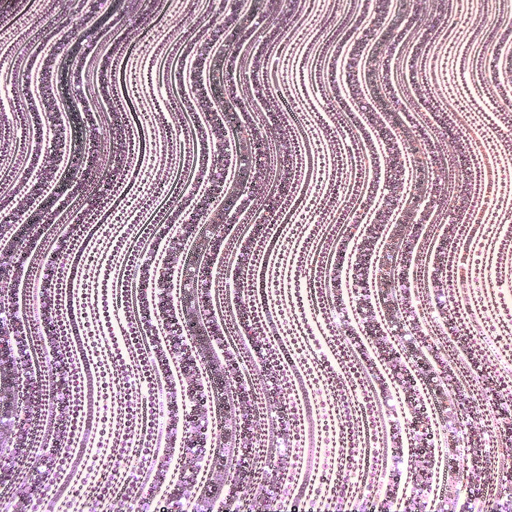 Mulled Wine Color Luxury Imported Heavy Cut Dana & Sequins Embroidered Net Designer Fabric ED1533-1C