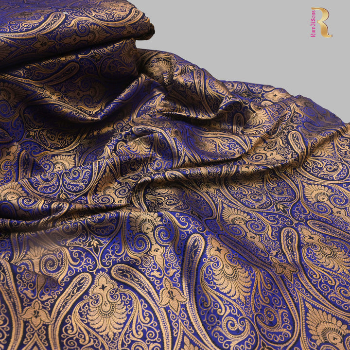 Royal Blue Brocade with Metallic Gold Weave | 100-23-113