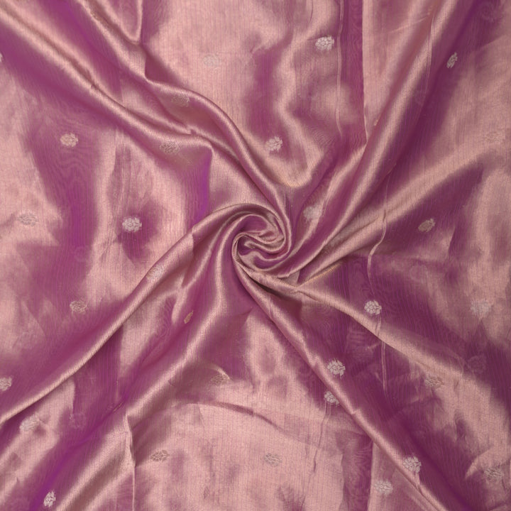 Purple Brocade Tissue Fabric with Threadwork Embroidery