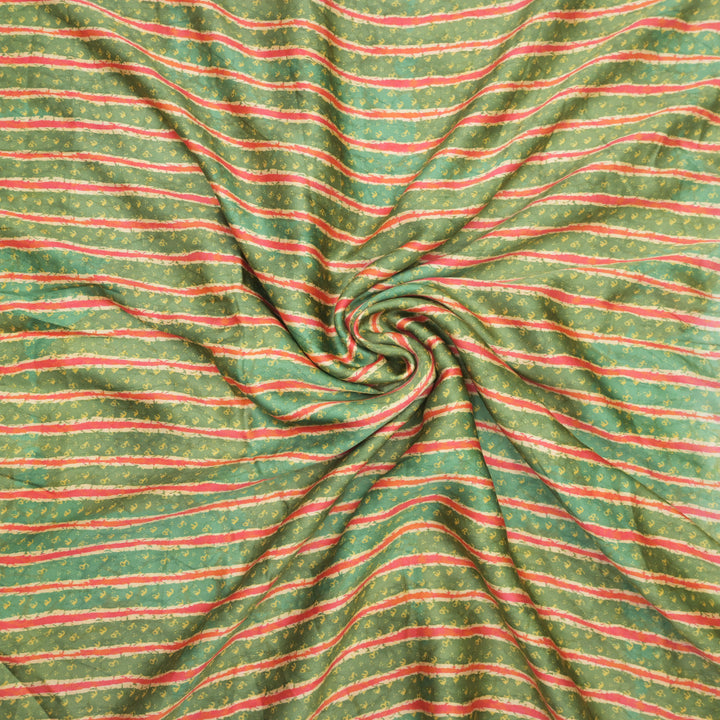 Green Modal Satin Fabric in Digital Print