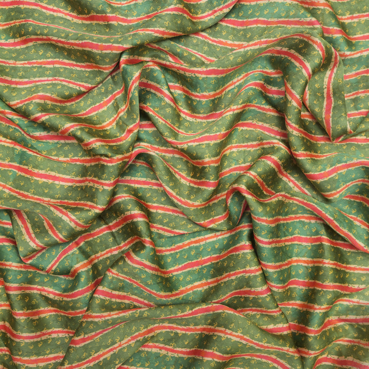 Green Modal Satin Fabric in Digital Print