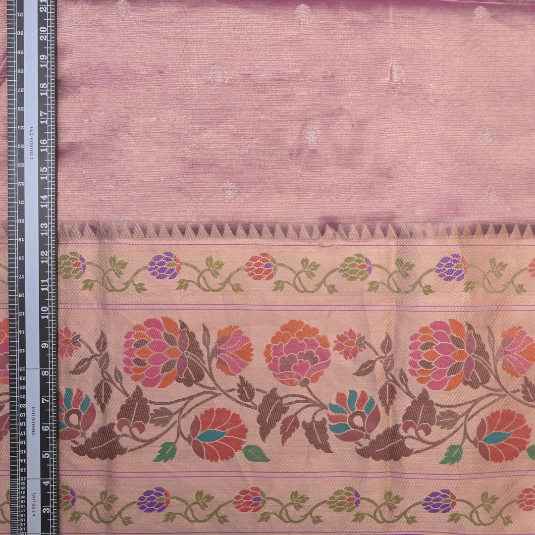 Purple Brocade Tissue Fabric with Threadwork Embroidery