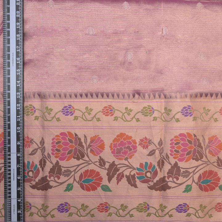 Purple Brocade Tissue Fabric with Threadwork Embroidery