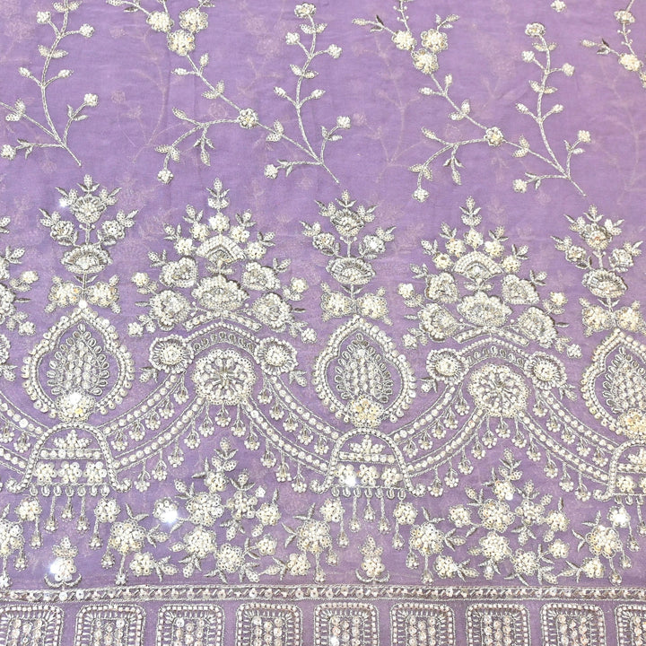 Viscose Georgette Moti With Zari Sequins Embroidery Fabric