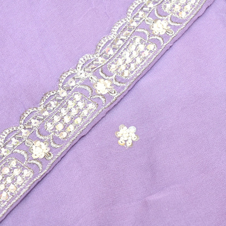 Viscose Georgette Moti With Zari Sequins Embroidery Fabric