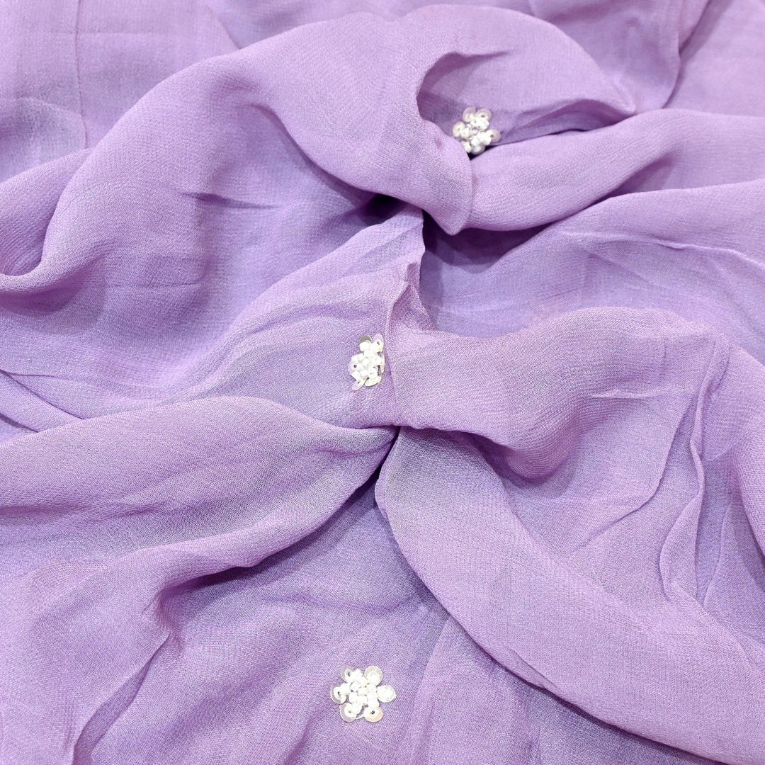 Viscose Georgette Moti With Zari Sequins Embroidery Fabric