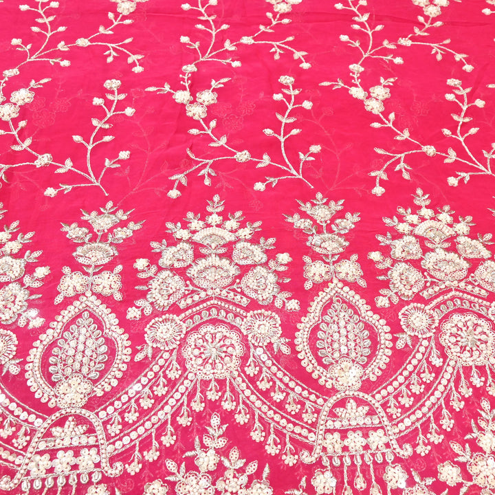 Viscose Georgette Moti With Zari Sequins Embroidery Fabric