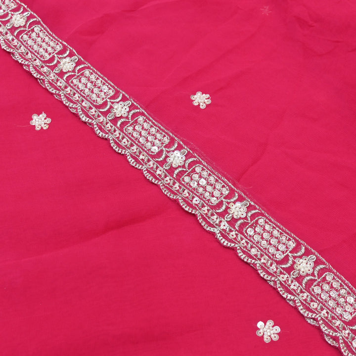 Viscose Georgette Moti With Zari Sequins Embroidery Fabric