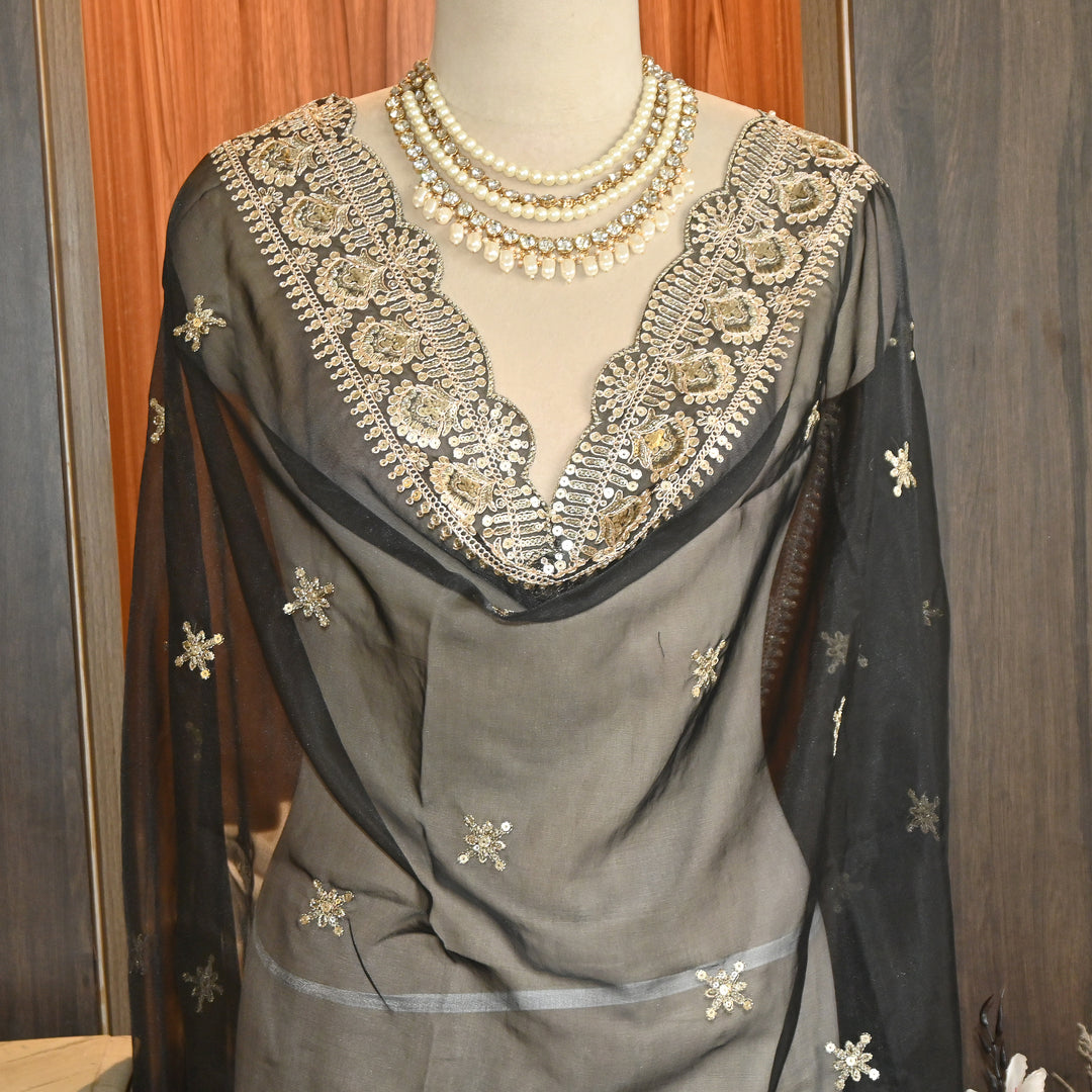 Elegant Nylon Organza Zari & Sequins Embroidery Dupatta | Premium Designer Dupatta | B11874-05