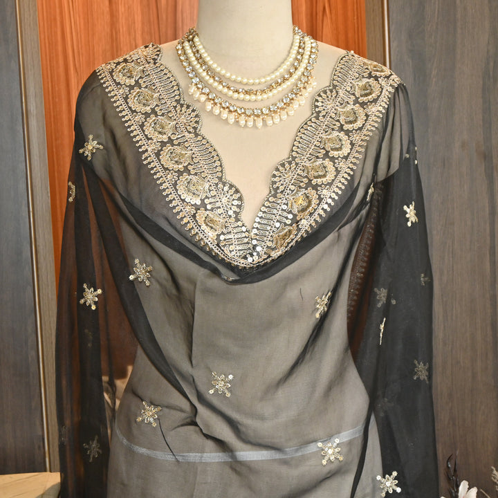 Elegant Nylon Organza Zari & Sequins Embroidery Dupatta | Premium Designer Dupatta | B11874-05