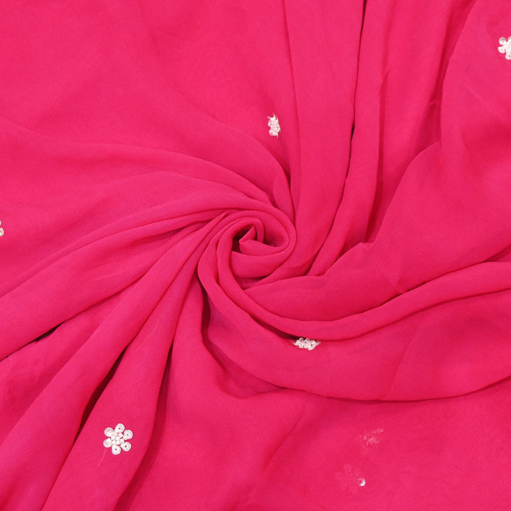 Viscose Georgette Moti With Zari Sequins Embroidery Fabric