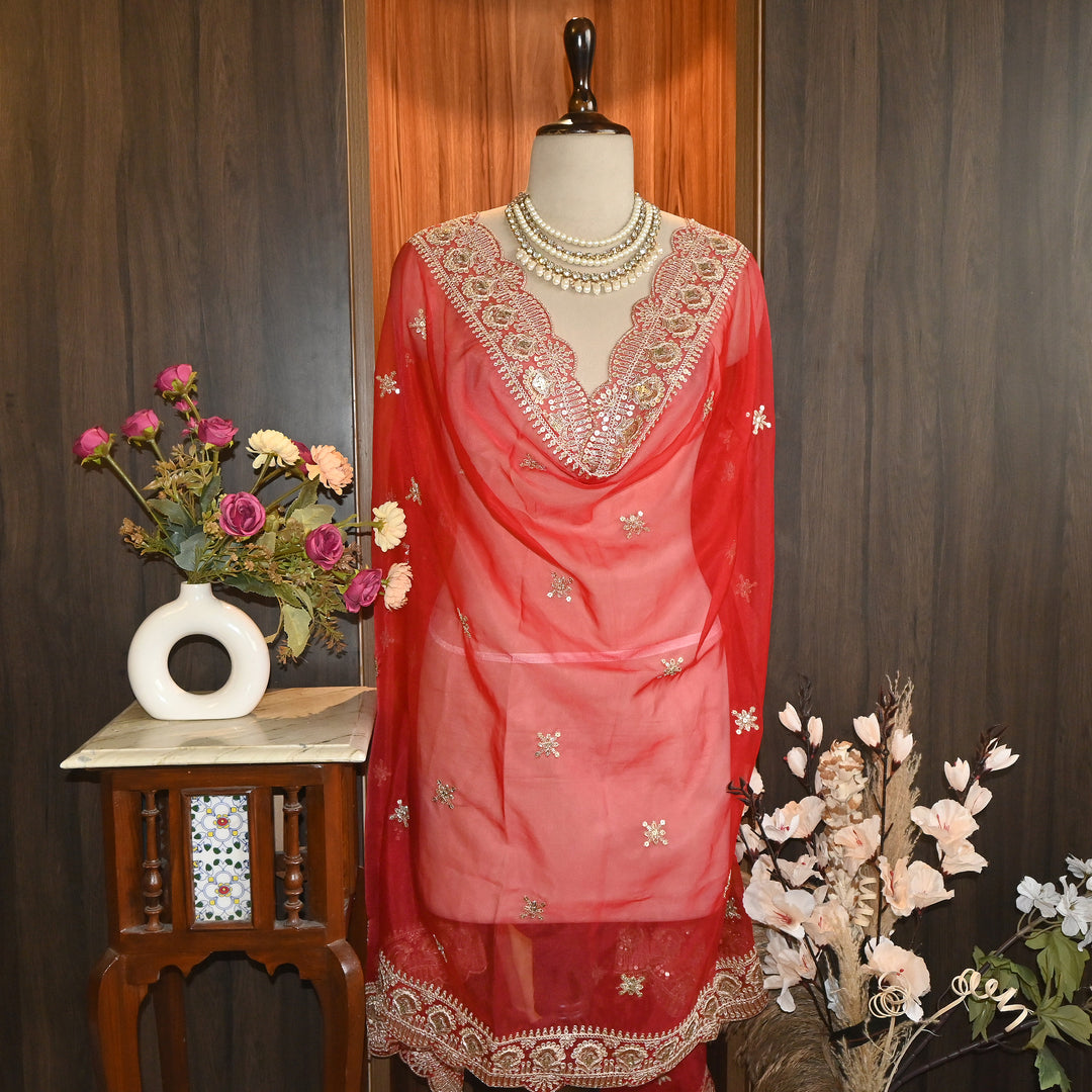 Elegant Nylon Organza Zari & Sequins Embroidery Dupatta | Premium Designer Dupatta | B11874-03