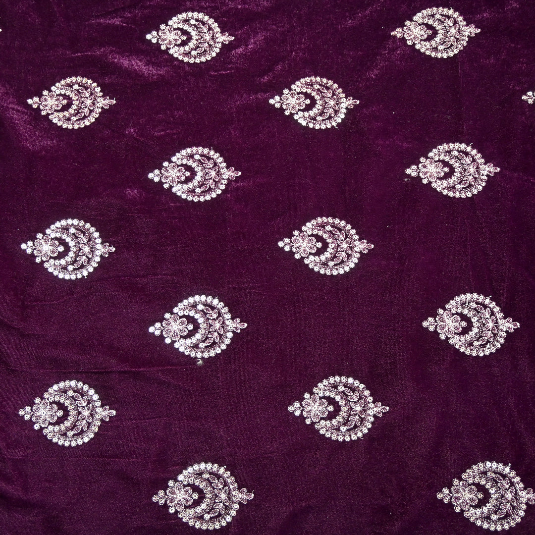 Velvet Zari With Sequins Embroidery Fabrics