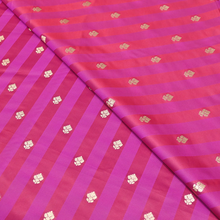 Premium Satin Stripes Zari Buta Brocade Fabric | Designer Zari Woven Fabric | MAS265-03