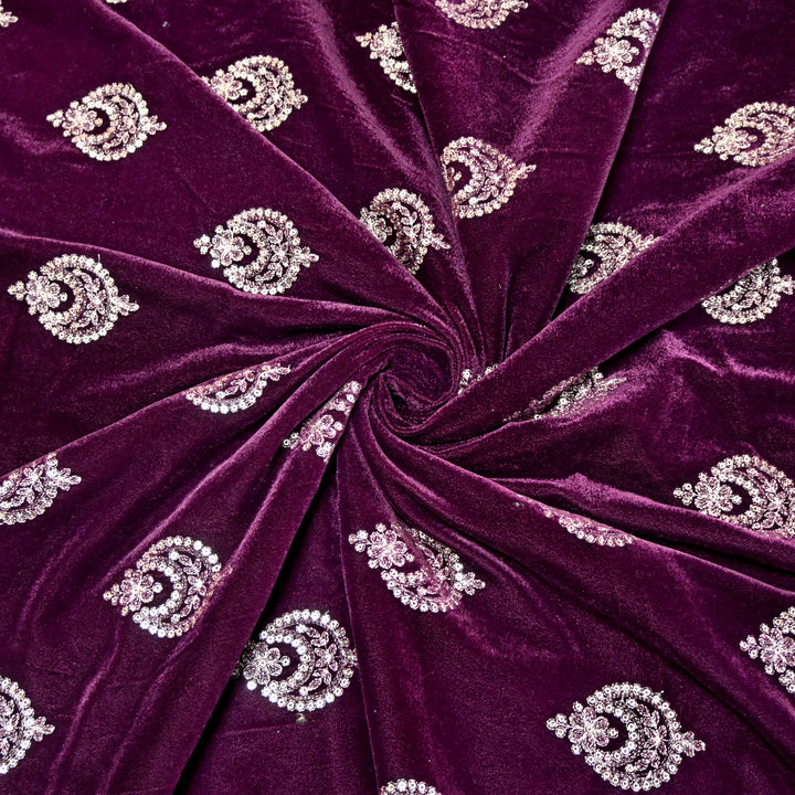 Velvet Zari With Sequins Embroidery Fabrics