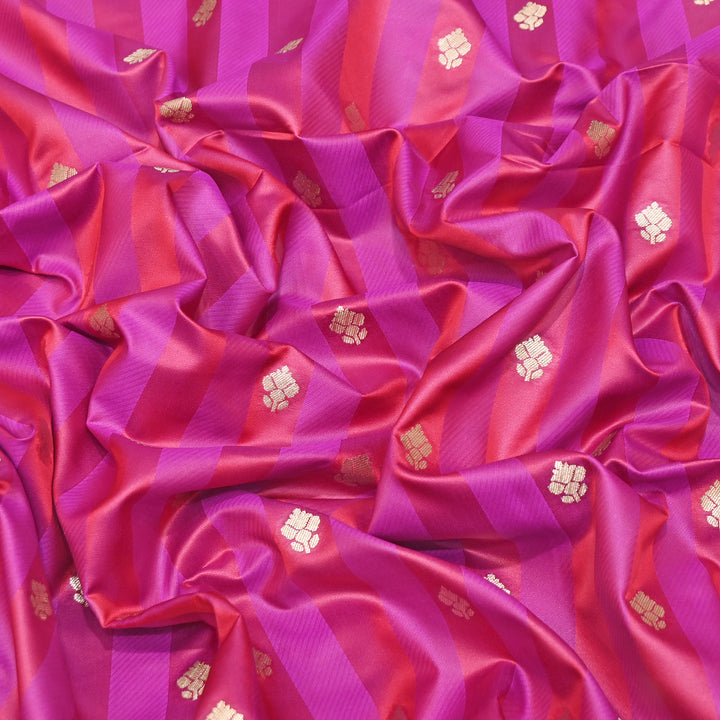 Premium Satin Stripes Zari Buta Brocade Fabric | Designer Zari Woven Fabric | MAS265-03
