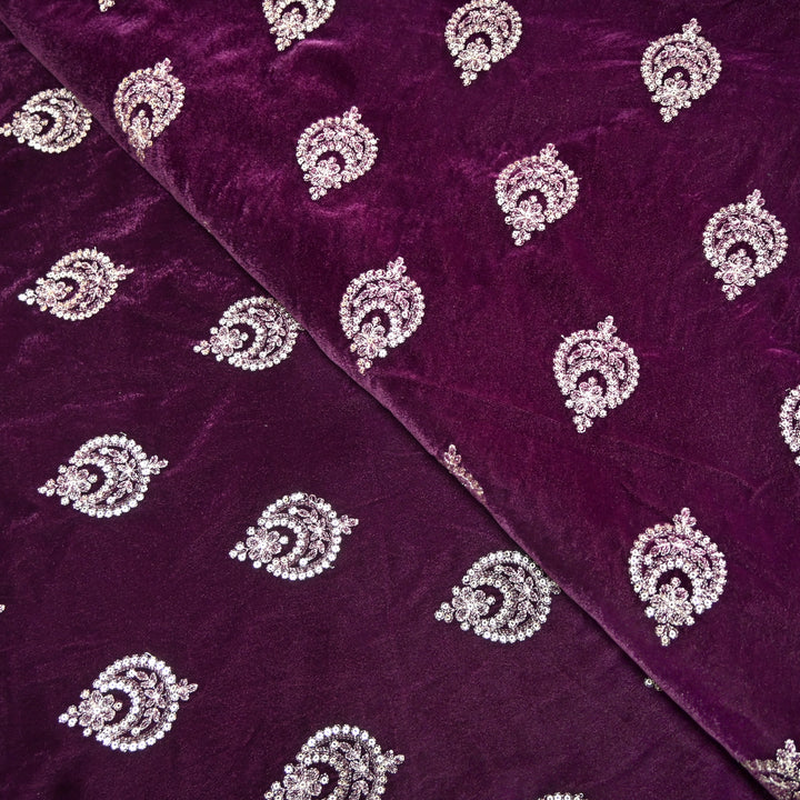Velvet Zari With Sequins Embroidery Fabrics