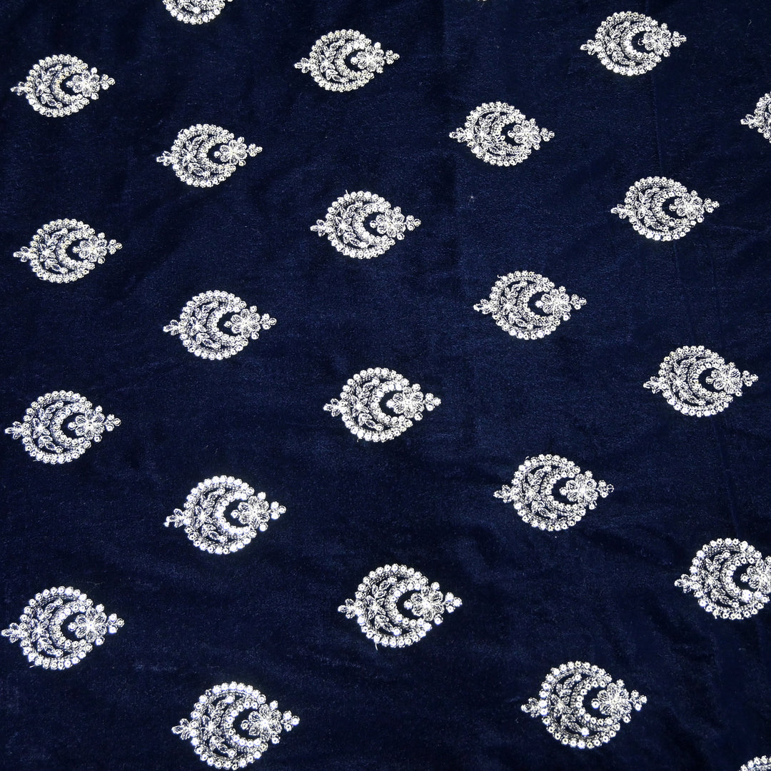 Velvet Zari With Sequins Embroidery Fabrics
