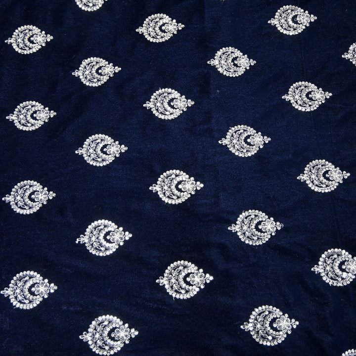 Velvet Zari With Sequins Embroidery Fabrics