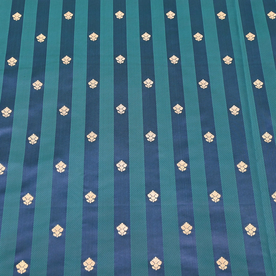 Premium Satin Stripes Zari Buta Brocade Fabric | Designer Zari Woven Fabric | MAS265-04
