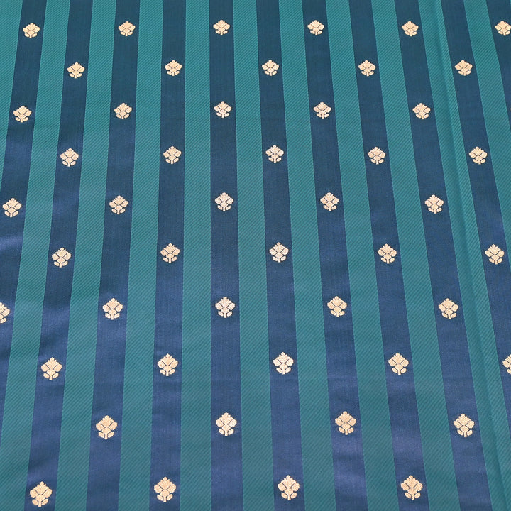 Premium Satin Stripes Zari Buta Brocade Fabric | Designer Zari Woven Fabric | MAS265-04