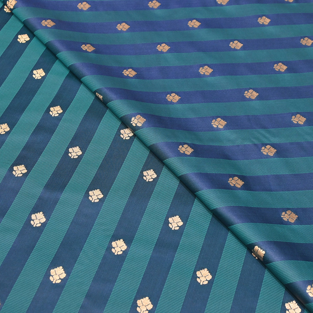 Premium Satin Stripes Zari Buta Brocade Fabric | Designer Zari Woven Fabric | MAS265-04