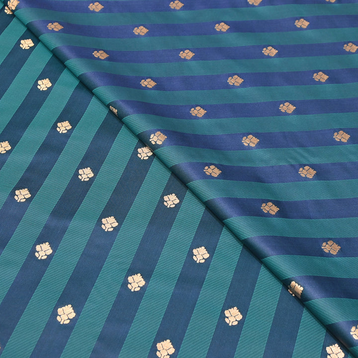 Premium Satin Stripes Zari Buta Brocade Fabric | Designer Zari Woven Fabric | MAS265-04