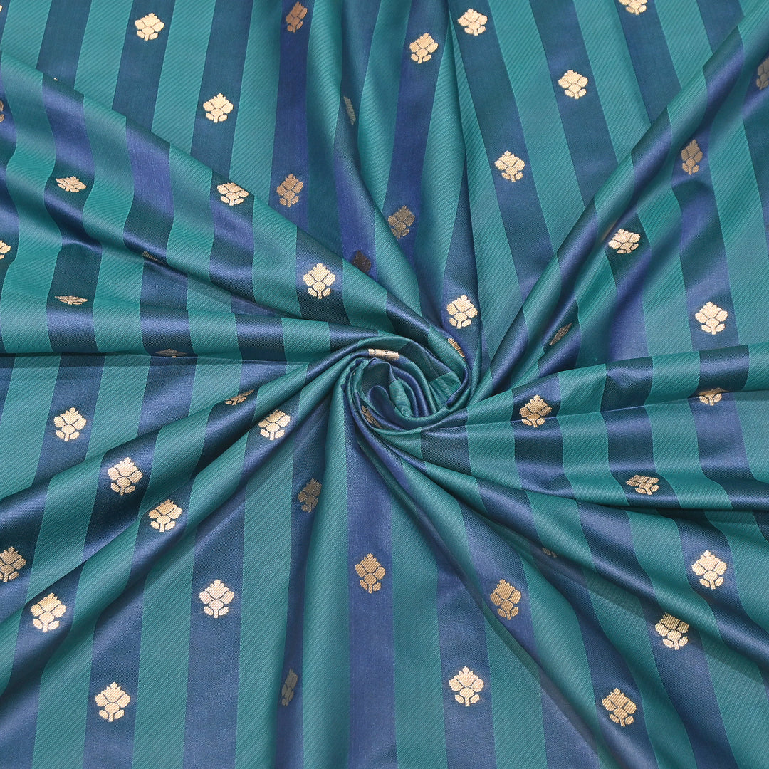 Premium Satin Stripes Zari Buta Brocade Fabric | Designer Zari Woven Fabric | MAS265-04