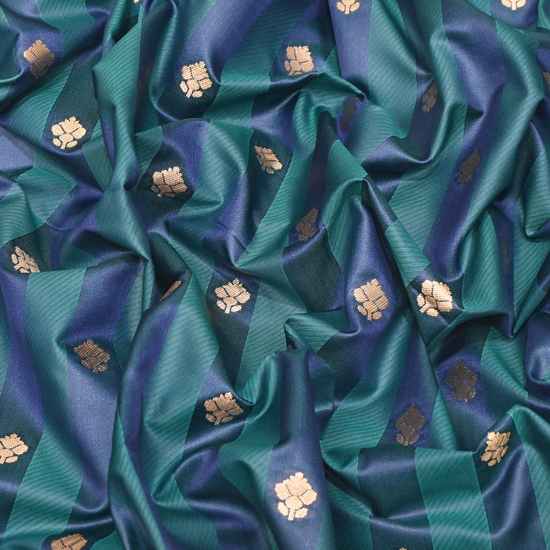 Premium Satin Stripes Zari Buta Brocade Fabric | Designer Zari Woven Fabric | MAS265-04