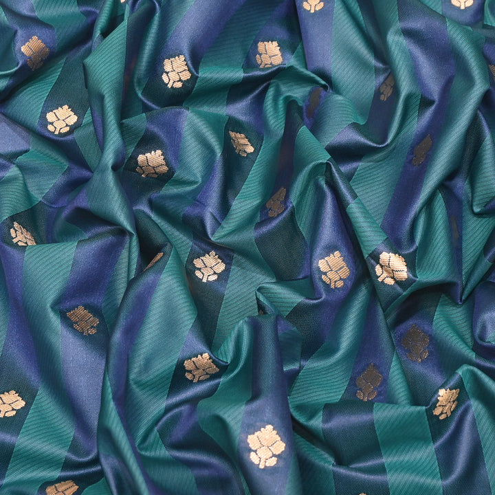 Premium Satin Stripes Zari Buta Brocade Fabric | Designer Zari Woven Fabric | MAS265-04