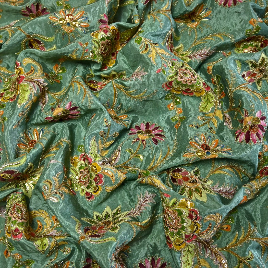 Crepe Zari With Sequins Embroidery