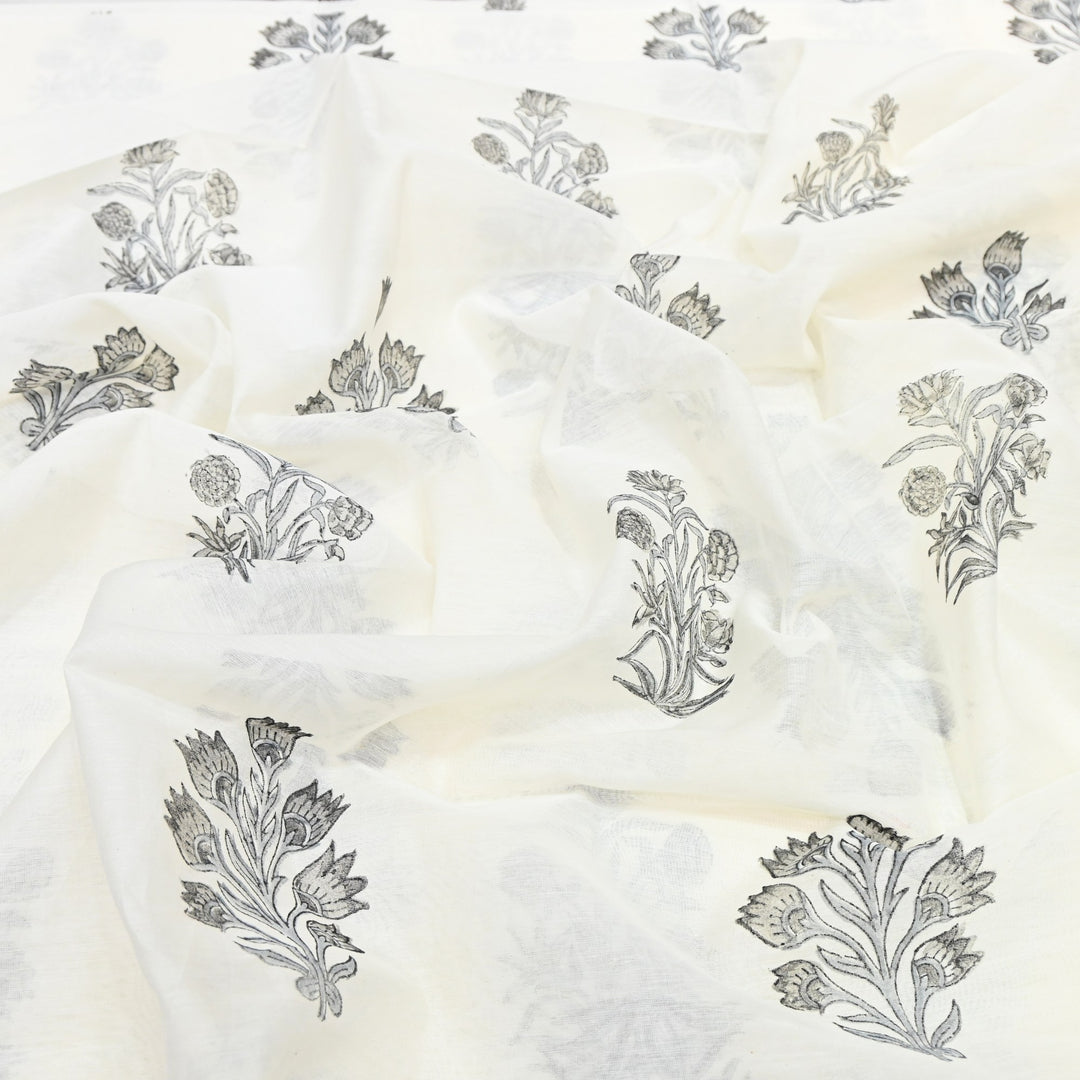 Silk Chanderi Printed Fabric-Lightweight Soft Designer Fabric-SIL205-4