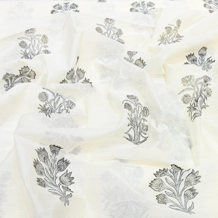 Silk Chanderi Printed Fabric-Lightweight Soft Designer Fabric-SIL205-4