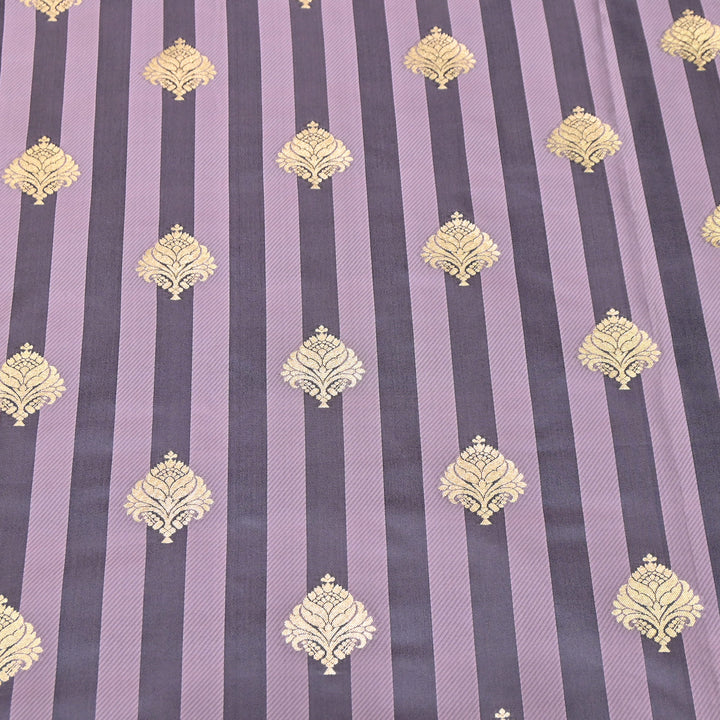 Premium Satin Stripes Zari Buta Brocade Fabric | Designer Zari Woven Fabric | MAS265-6