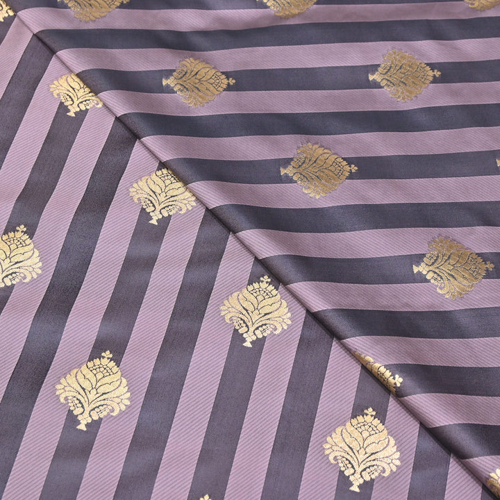 Premium Satin Stripes Zari Buta Brocade Fabric | Designer Zari Woven Fabric | MAS265-6
