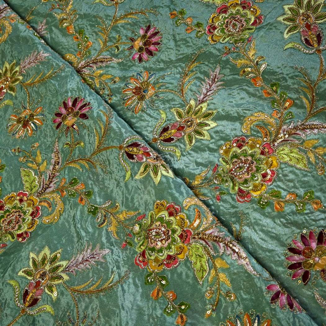 Crepe Zari With Sequins Embroidery