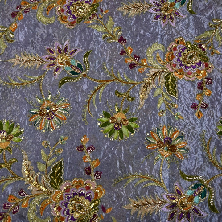 Crepe Zari With Sequins Embroidery