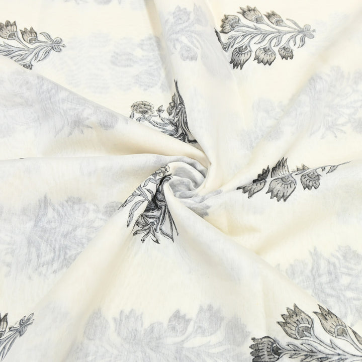 Silk Chanderi Printed Fabric-Lightweight Soft Designer Fabric-SIL205-4