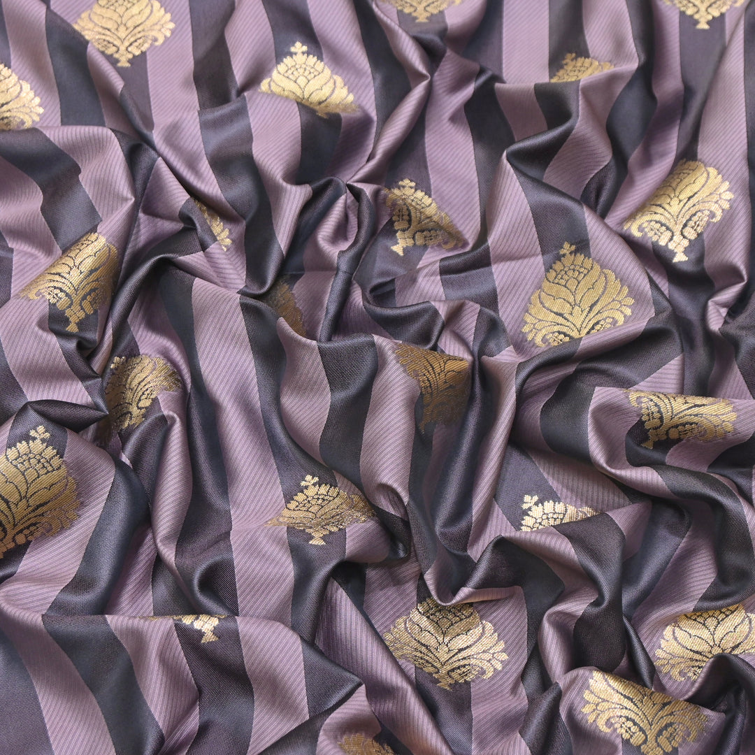 Premium Satin Stripes Zari Buta Brocade Fabric | Designer Zari Woven Fabric | MAS265-6