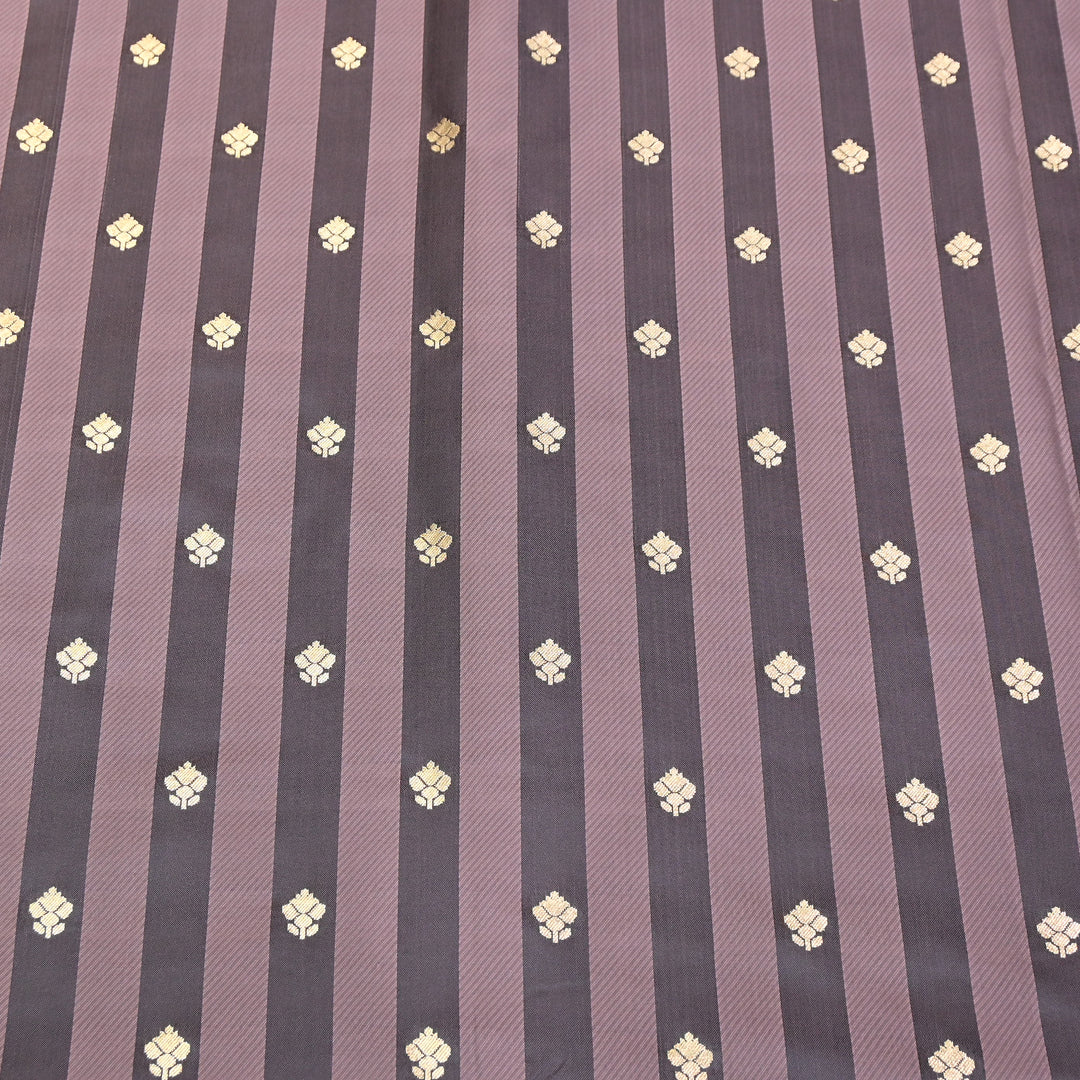 Premium Satin Stripes Zari Buta Brocade Fabric | Designer Zari Woven Fabric | MAS265-06